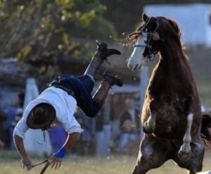 Disarcionato dal cavallo