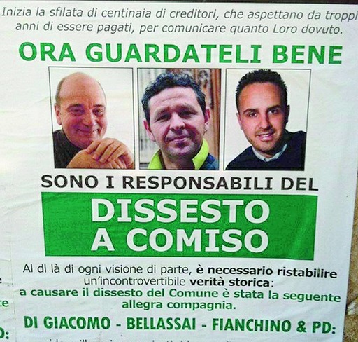Dissesto, a Comiso la guerra dei manifesti
