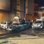 L'incendio delle tre auto