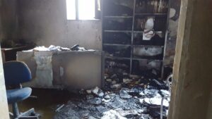 L'ufficio protocollo incendiato