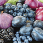 La frutta e verdura blu e viola