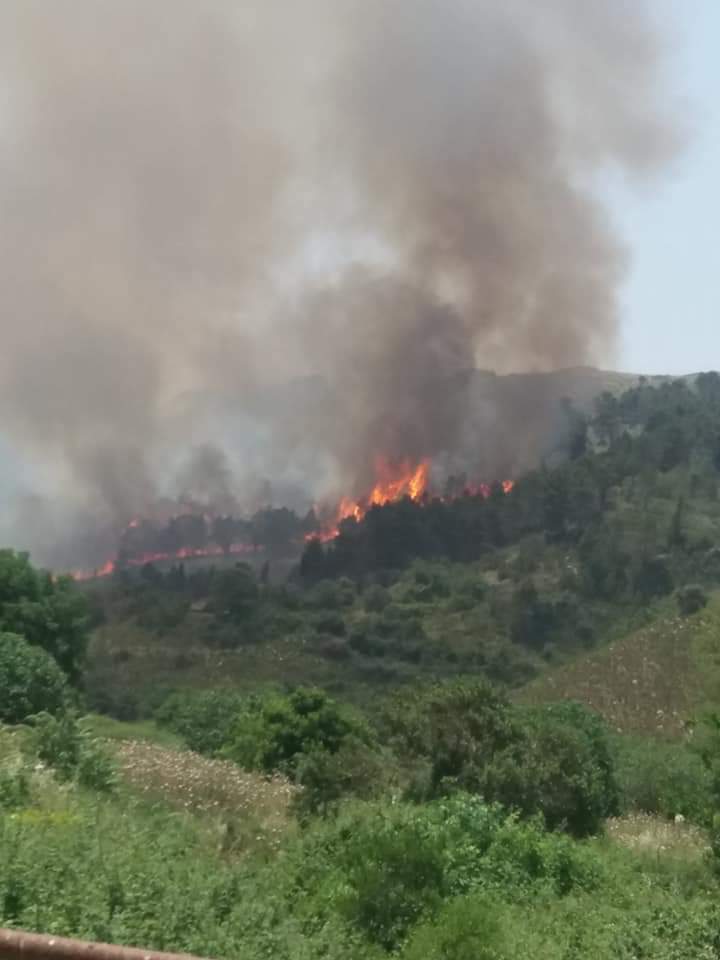 Incendio di un bosco tra Monterosso e Giarratana, in azione Canadair