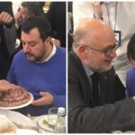 Matteo Salvini imboccato a salsiccia