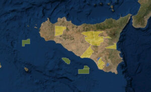 Il dettaglio della mappa, con le opere previste in Sicilia