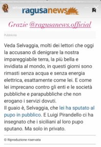 Selvaggia Lucarelli, Pirandello e Ragusanews: il Re è nudo