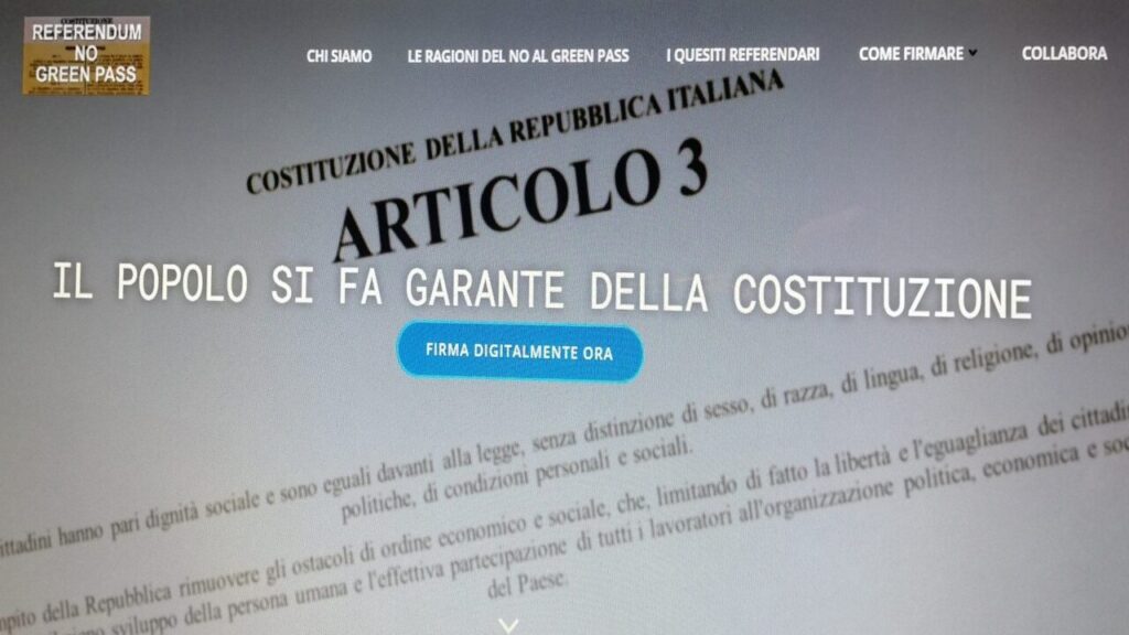 Referendum no green pass, via alla raccolta firme online: i quattro quesiti