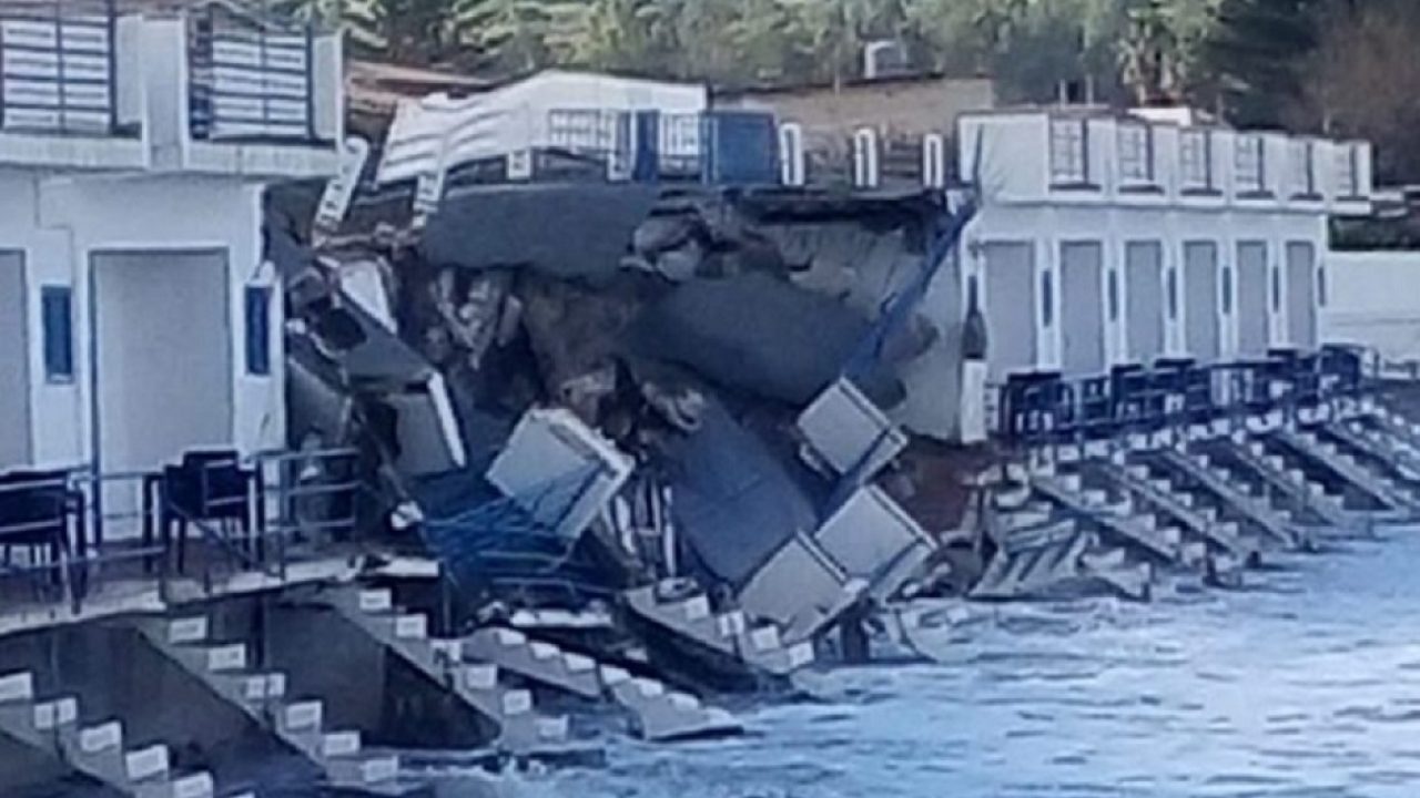 Mareggiata distrugge stabilimento balneare a Trabia VIDEO
