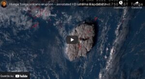 L’esplosione del vulcano Tonga vista dal satellite. VIDEO