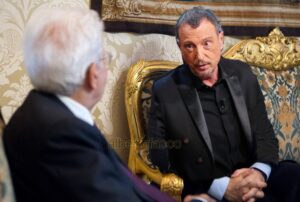 Un meme in Rete, con un fotomontaggio sul “voto” ad Amadeus per il Quirinale
