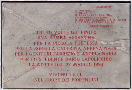 Zio bimbe vittime Georgofili, “bello uso poesia Tramonto”