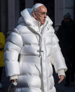 Papa Francesco col piumino bianco