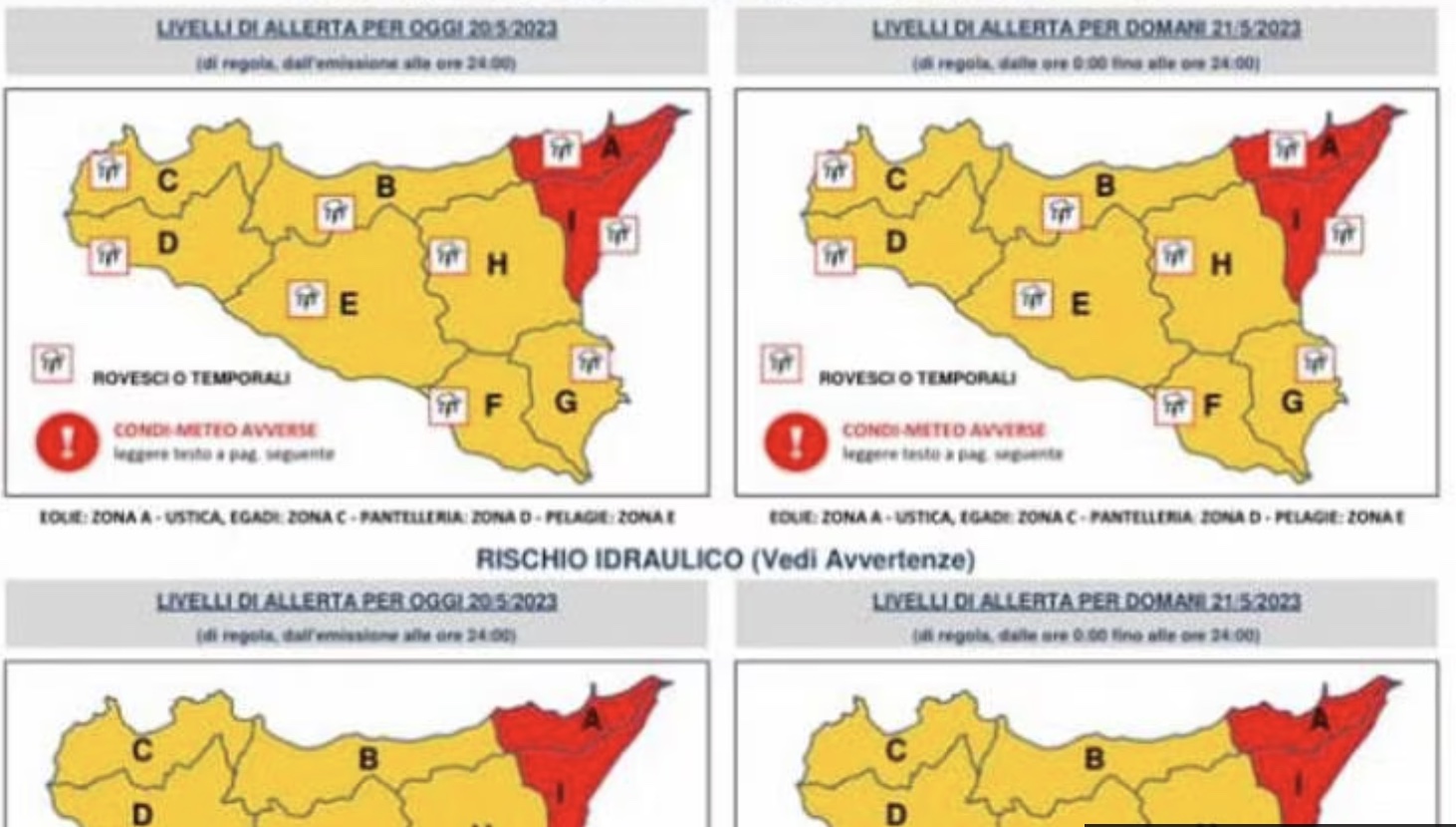 Allerta meteo arancione su Sicilia. Rossa a Messina e Catania