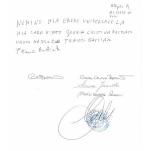 Ecco il testamento olografo di Franco Battiato