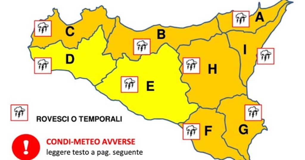Maltempo, allerta arancione in Sicilia il 23 novembre