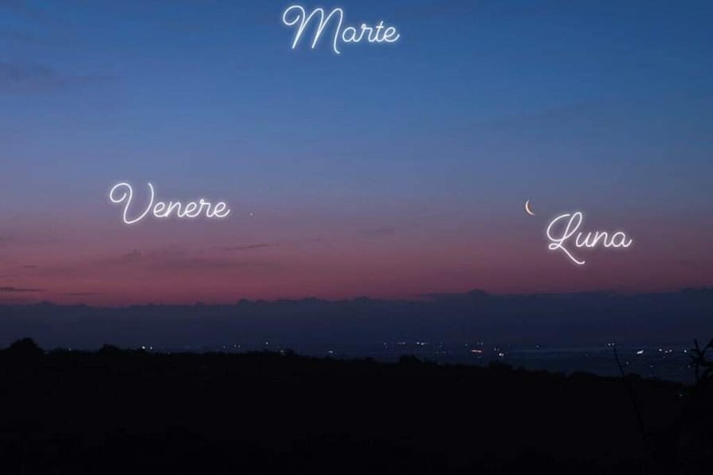 Congiunzione di Luna, Venere e Marte su Pozzallo