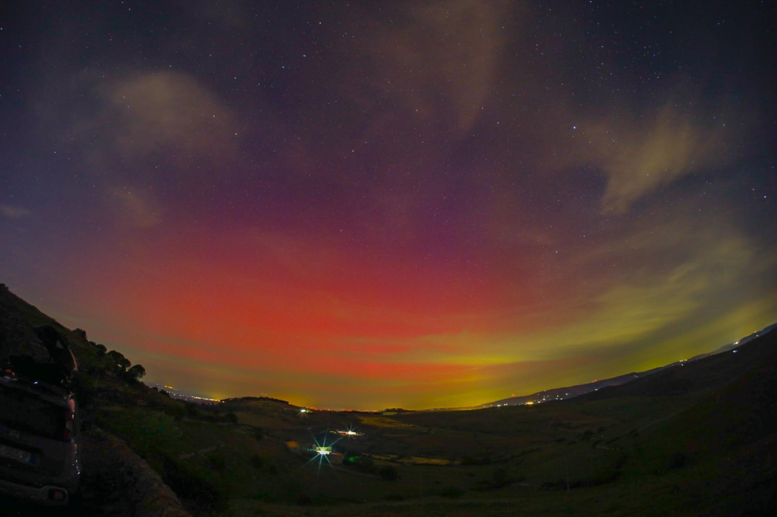 Aurora boreale sull’asse Ragusa-Chiaramonte per la prima volta