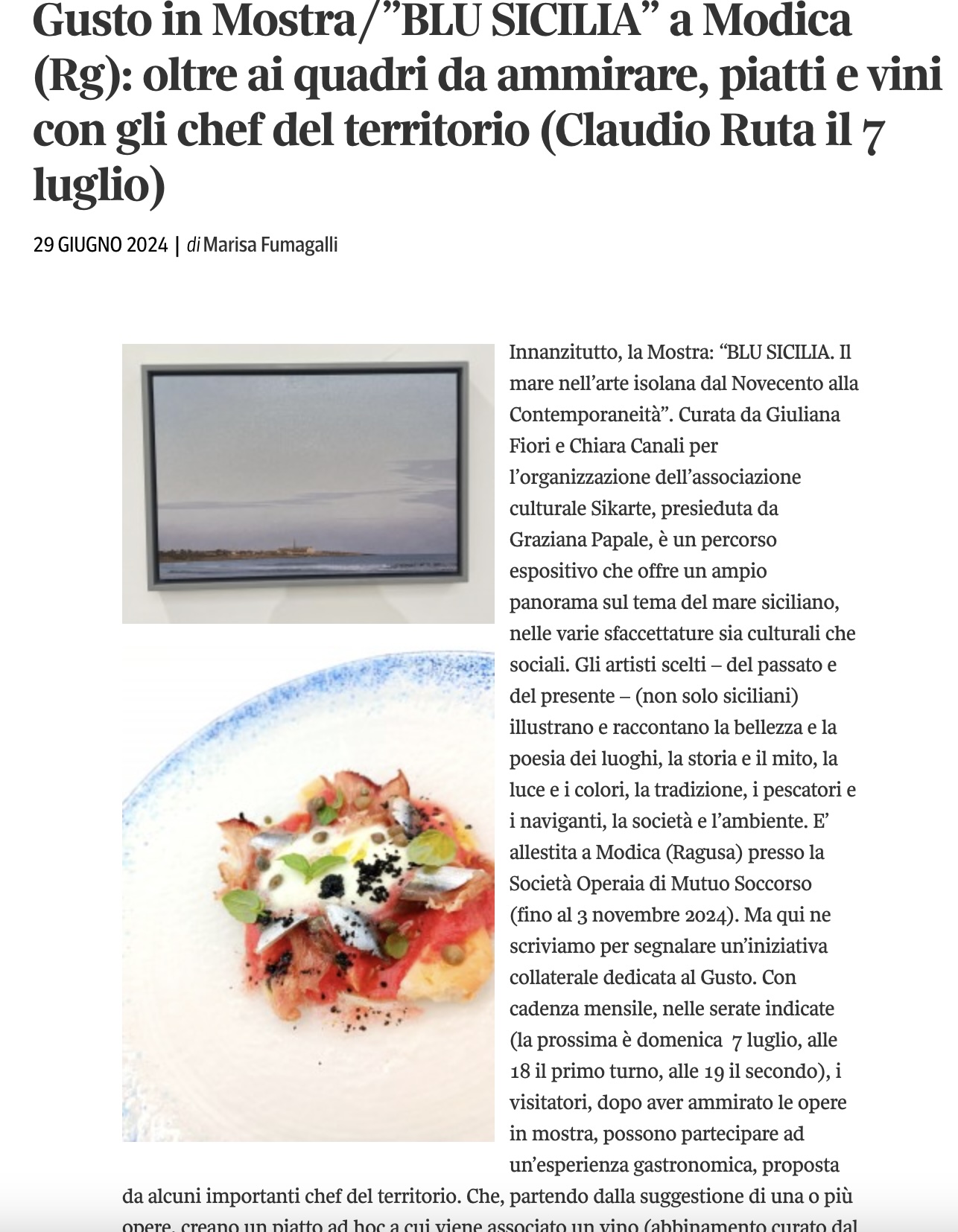 Il Gusto di Blu Sicilia a Modica sul Corriere.it