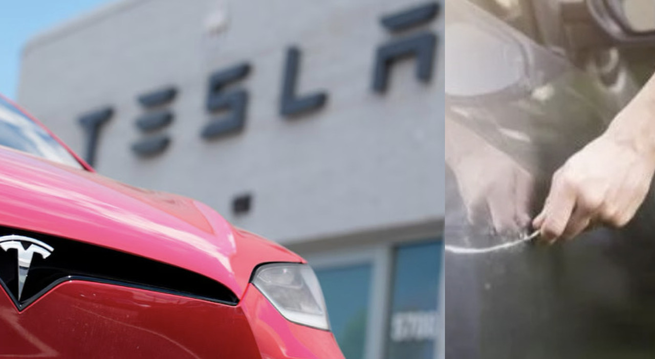 Graffia la Tesla del vicino, ma la supercar riprende tutto Graffia la Tesla del vicino, ma la supercar riprende tutto