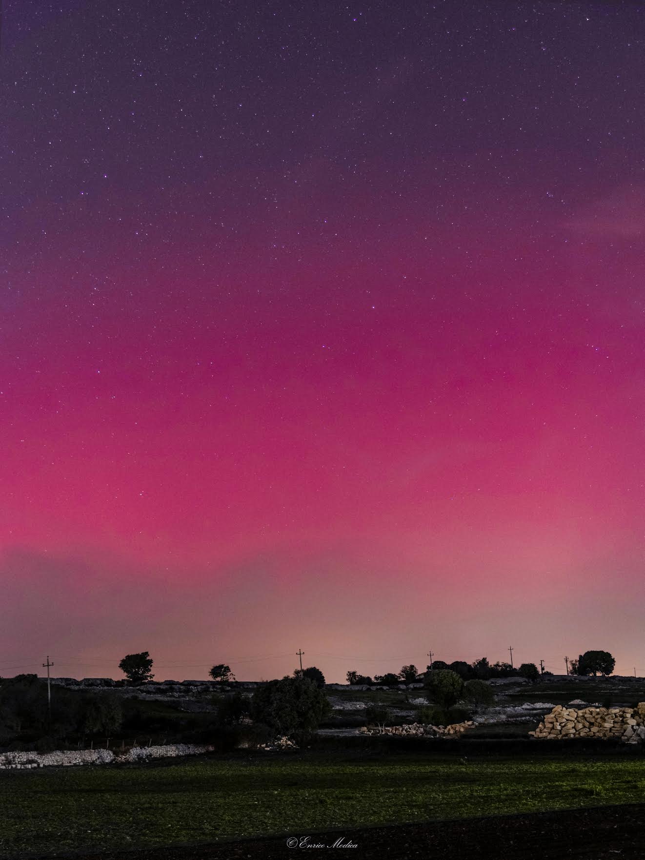 L’aurora boreale a Modica, la foto