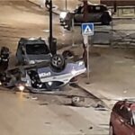 Inseguimento notturno, volante Polizia si ribalta, i ladri fuggono
