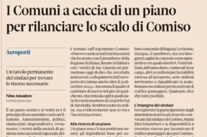 Crisi dell'aeroporto di Comiso, il pezzo sul Sole 24 Ore