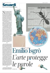 Inaugurazione Museo Macc a Scicli, Corriere della Sera dedica due pagine a Emilio Isgrò