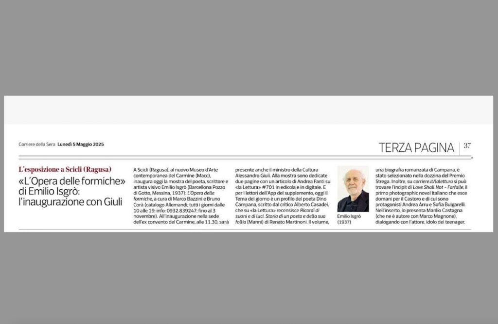 Il Corriere della Sera torna sul MACC di Scicli e segnala l'inaugurazione