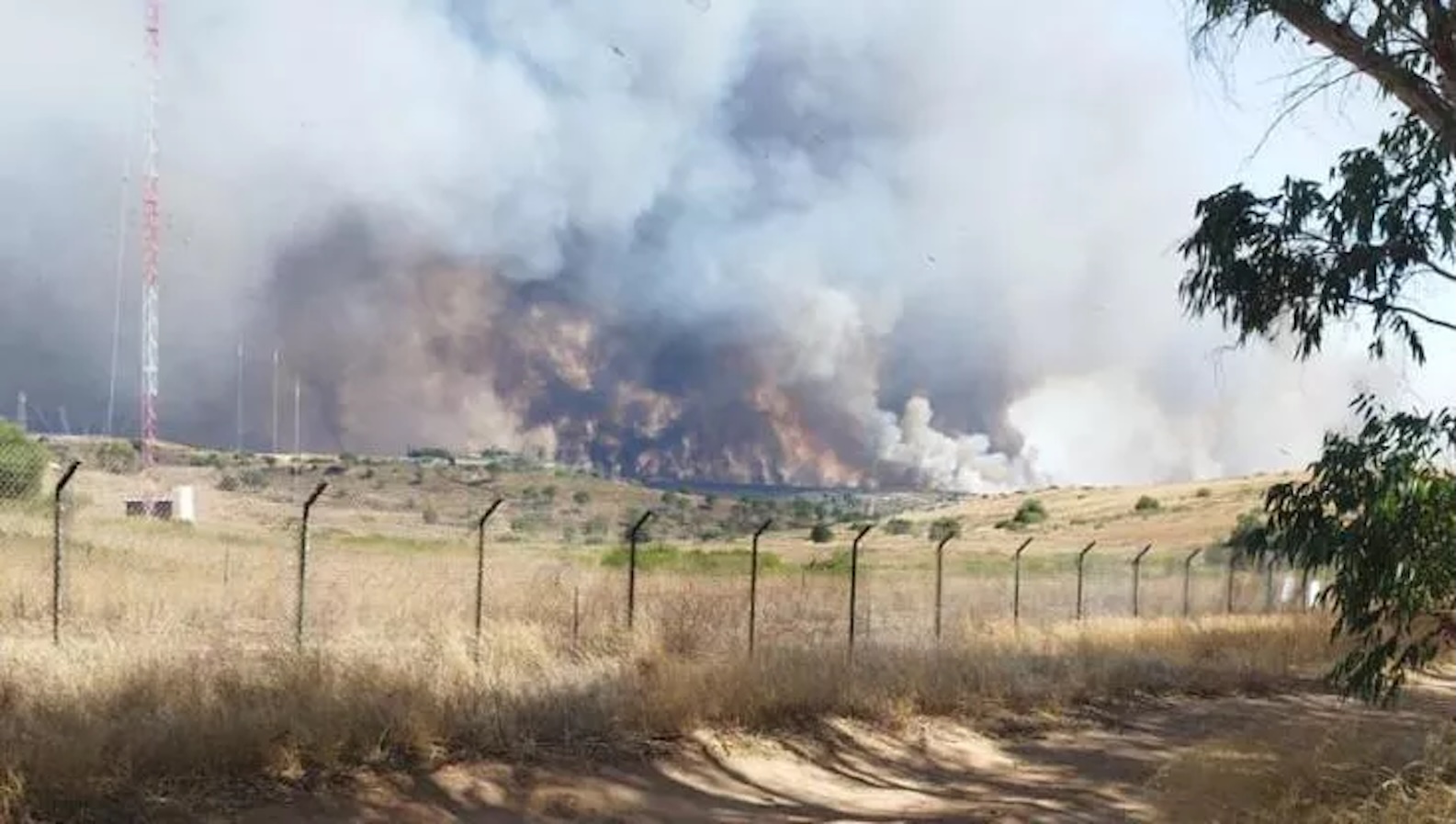 Grande incendio a Niscemi, nubi di fumo visibili da Ragusa. Le fiamme a pochi metri dalla base Usa del Muos