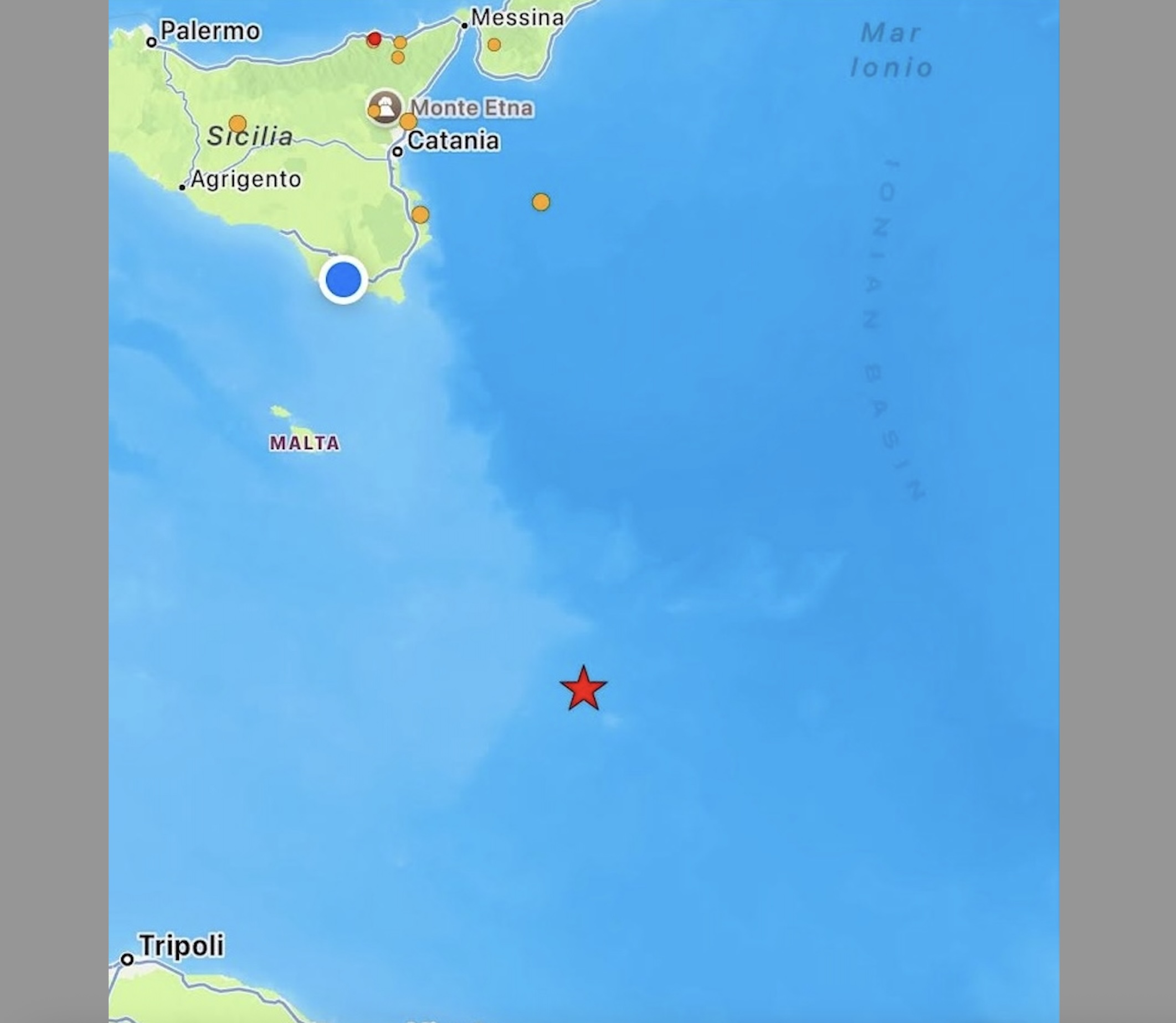 Terremoto nel Mar della Libia sentito distintamente nel ragusano